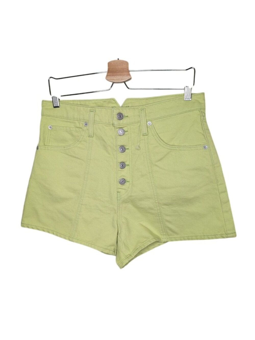 Levi's High Waisted Mom Denim Jean Shorts Button Fly Lime Green Size 31